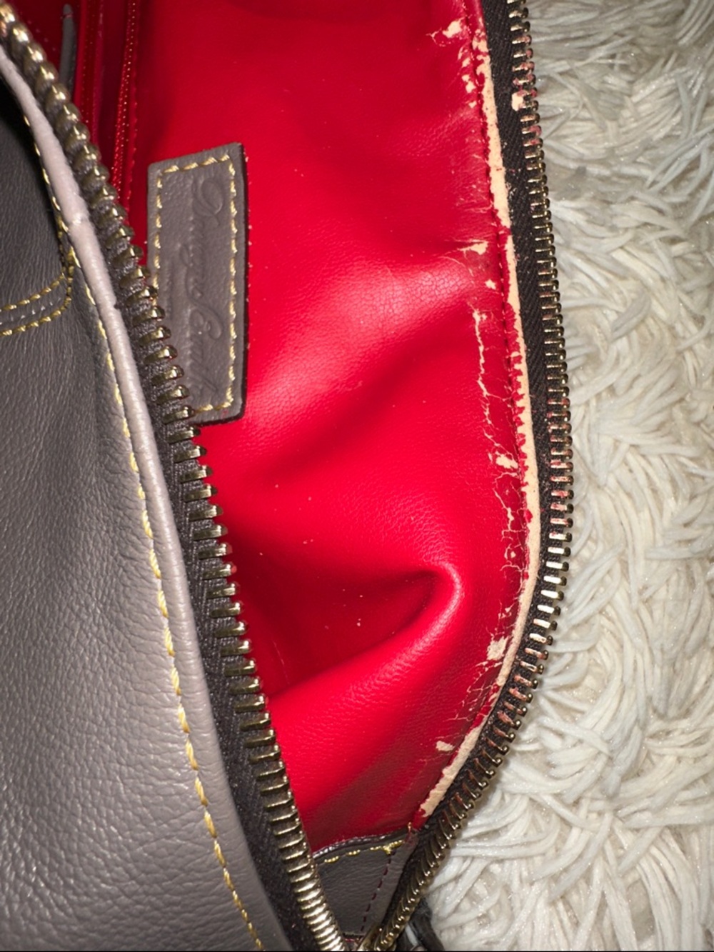 Dooney & Bourke Taupe and Black Two-Tone Leather Hobo - Picture 10 of 17